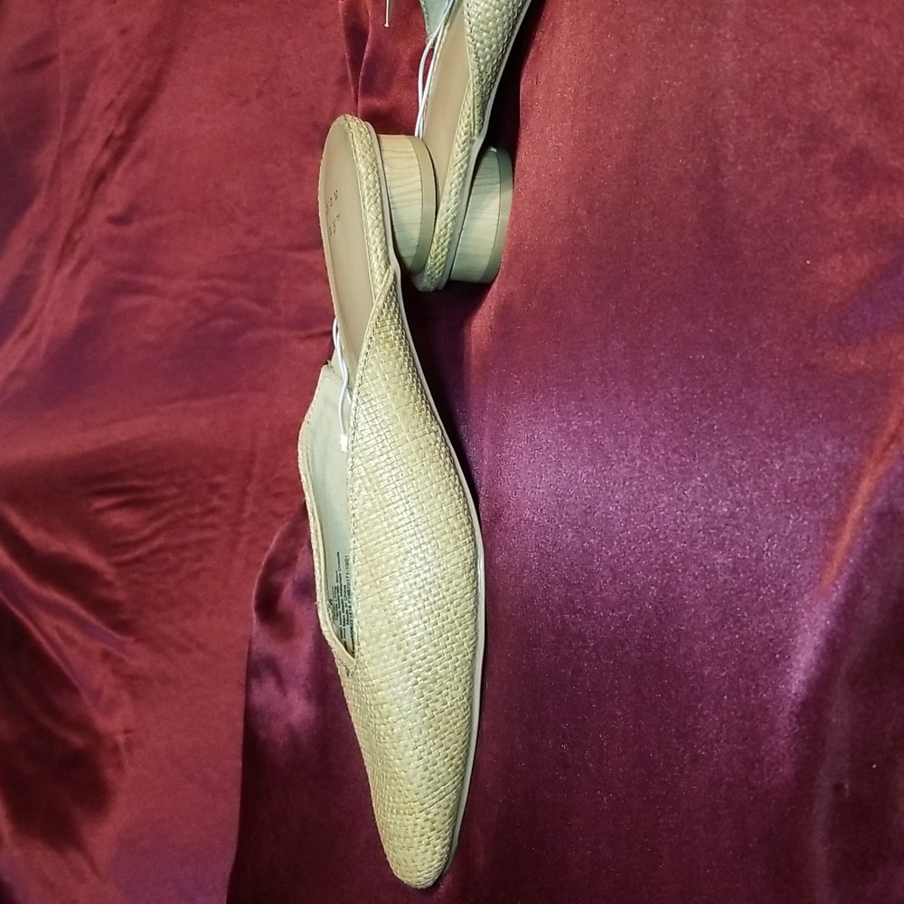Nwt 8 classic wood heel faux tweed slide